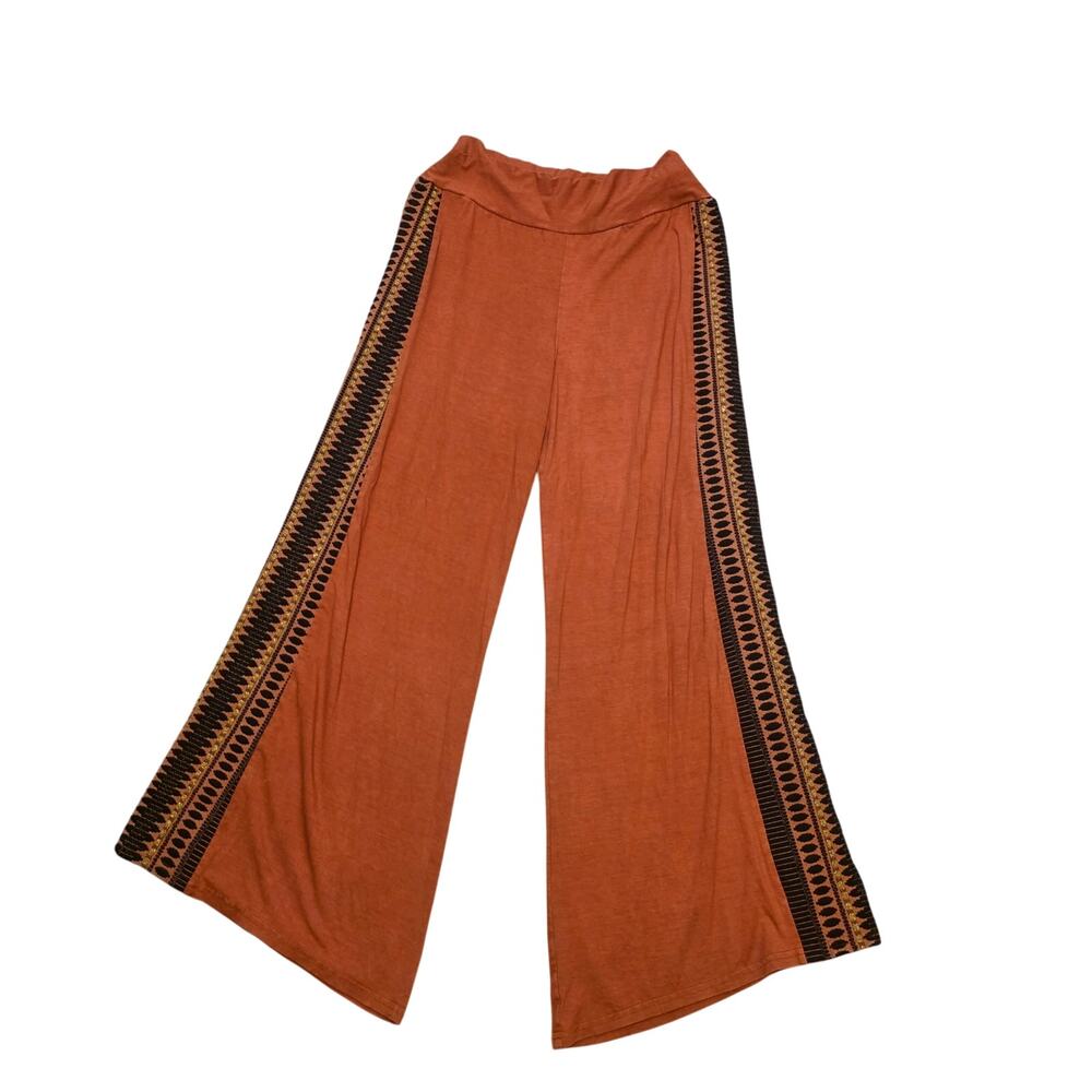 Vintage Wide Leg Embroidered Boho Striped Pants Sz M/L